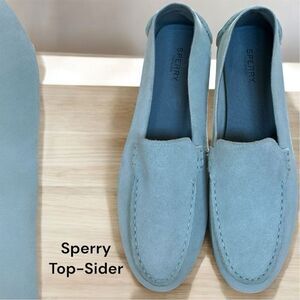 Sperry Top-Sider Women's Soft Suede Leather Bay View Mint Slip-On Flats Loafers